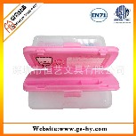 塑料可爱粉色3层文具盒 带课程表的多功能文具盒 大容量文具盒