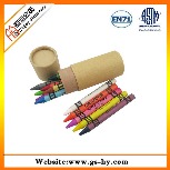定制6色蜡笔入牛皮纸纸筒 纸筒装彩色蜡笔  学生绘画用品