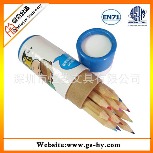 广告铅笔套装12支入圆形纸筒  保险公司促销文具彩色铅笔