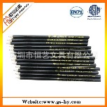 厂家生产高档铅笔 黑色烫金铅笔 圆杆HB铅笔