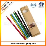 7英寸长黄色杆HB铅笔套装  纸盒装铅笔6支  定制学生文具套装