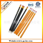 生产批发六角木杆铅笔 环保HB铅笔  带橡皮削尖铅笔
