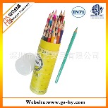 铅笔厂家定制纸筒装36色7英寸彩色铅笔 透明盖的彩色铅笔套装