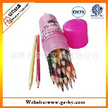 【外贸文具】粉红色24色铅笔入大塑料PVC筒 筒装铅笔套装 迪士尼