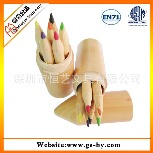 【环保子弹筒铅笔】6支 3.5英寸彩色铅笔入木筒 木制子弹筒装铅笔