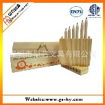 环保文具厂家供应12色铅笔入木盒 高质量多件套木制文具组合套装