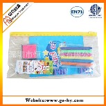 【恒艺文具】定制透明pvc袋文具套装 塑料文具套装 学生文具套装